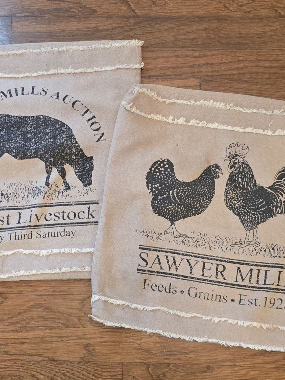 Farm Animal Cotton Tea Towels - Tan